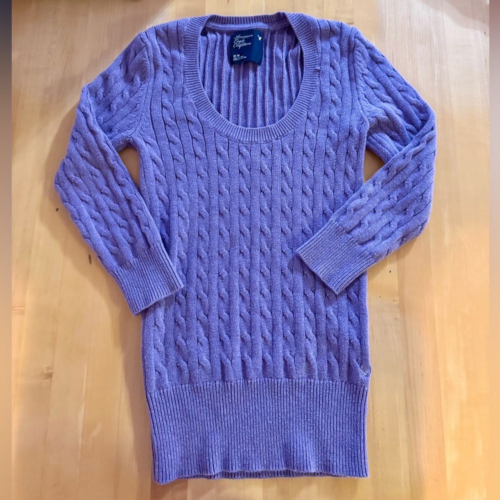 American Eagle Outfitters Purple Cable Knit Women's Sweater Size M